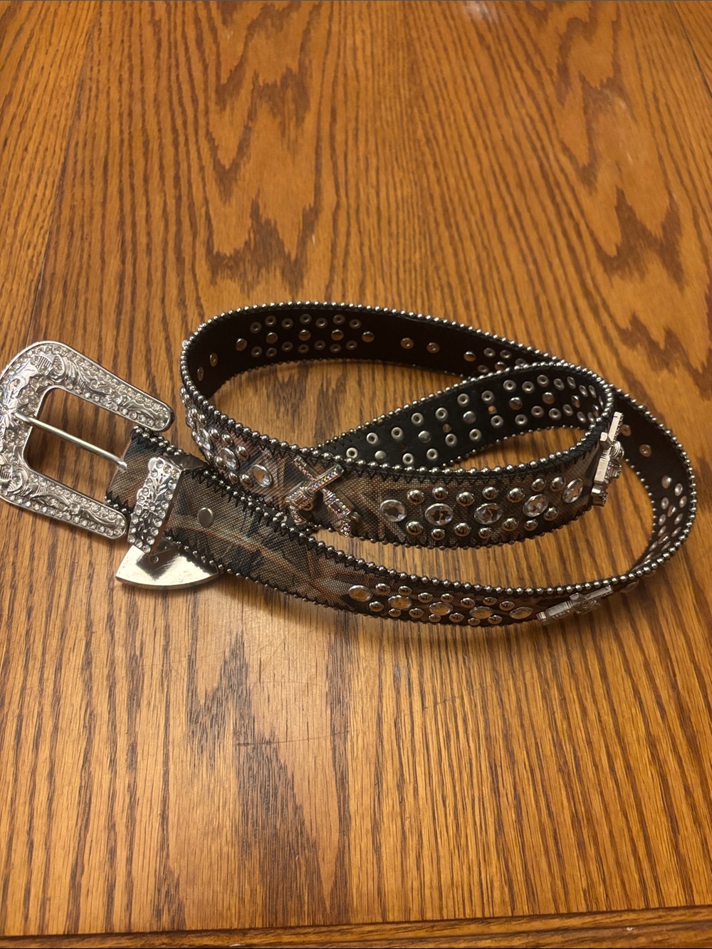 Studded Black Women’s Fashion Belt with Silver Buckle